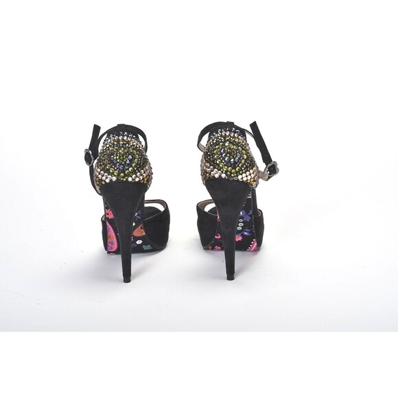 Betseyville, Betsey Johnson Peep Toe Ankle Strap Heel Adorned w/Rhinestone SZ 6 - Picture 3 of 5